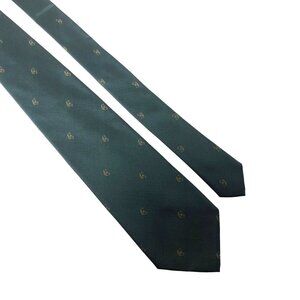 Cerruti 1881 Seta Silk Tie Green Gold C Mens Necktie Italy Accessory Office Work